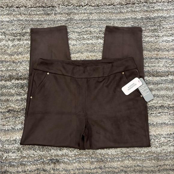 Allison Daley Faux Suede Skinny Jeggings Sz Large NWT | Brown Pull-On Jeggings- - Picture 4 of 14